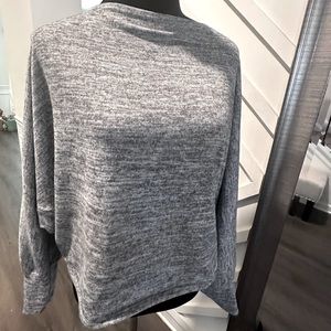 Gray Off The Shoulder Light Weight Sweater